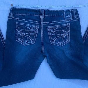Amethyst Jeans, dark wash,size 11 & 31” length